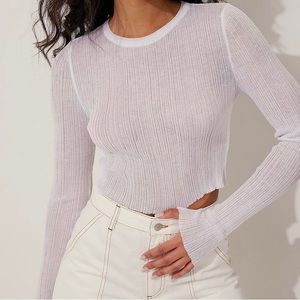 Long sleeve sheer knitted top